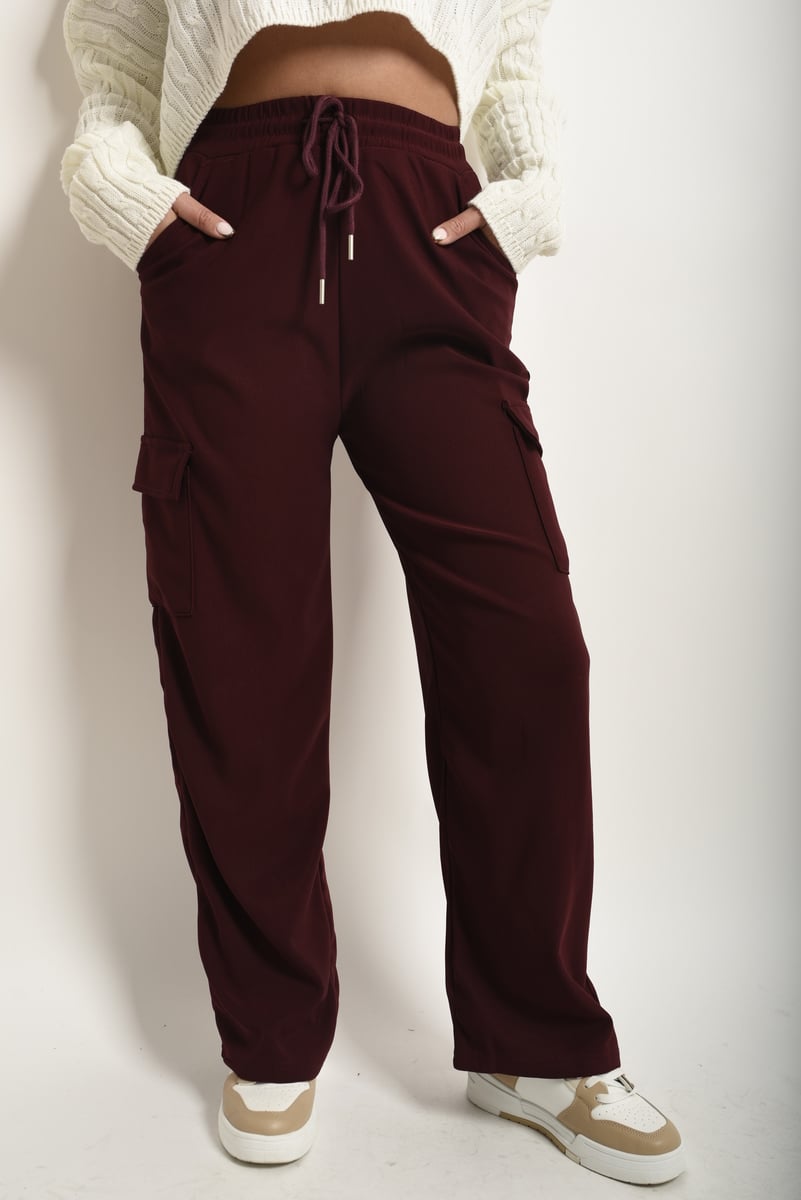 FAYE Wide Leg Drawstring Waist Flap Pocket Trouser