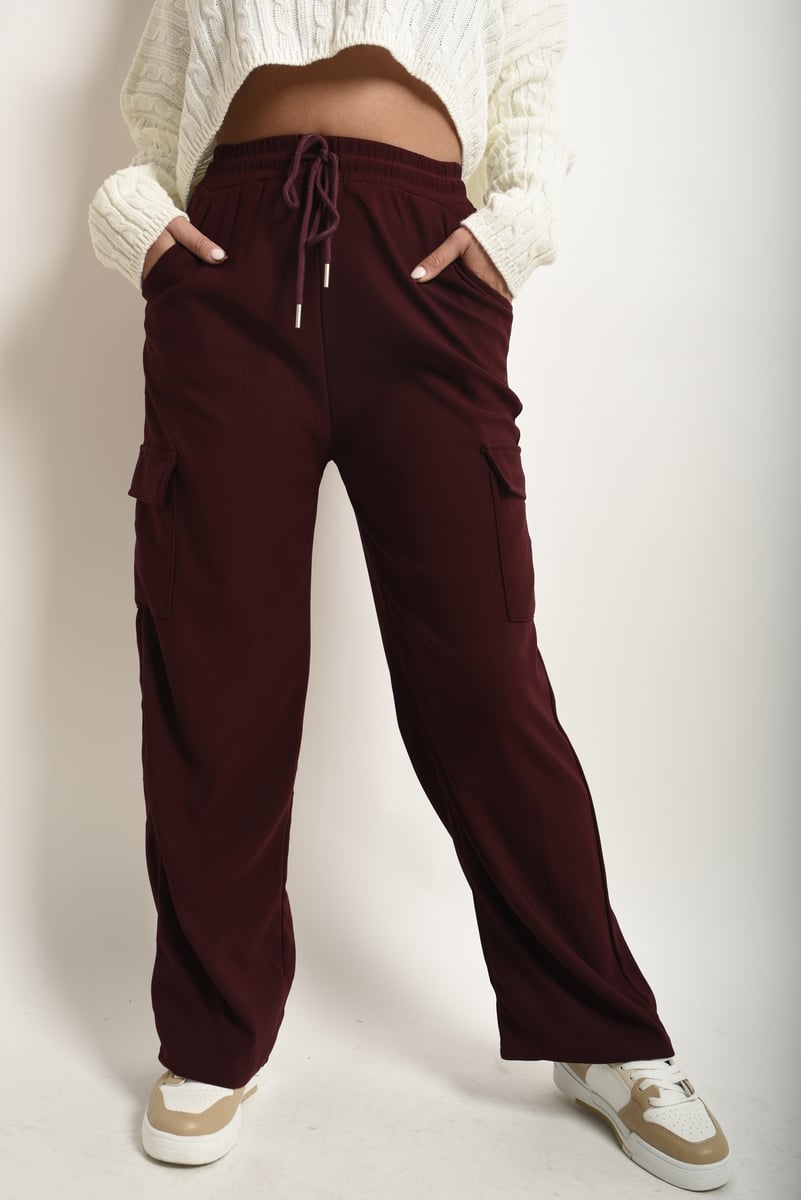 FAYE Wide Leg Drawstring Waist Flap Pocket Trouser