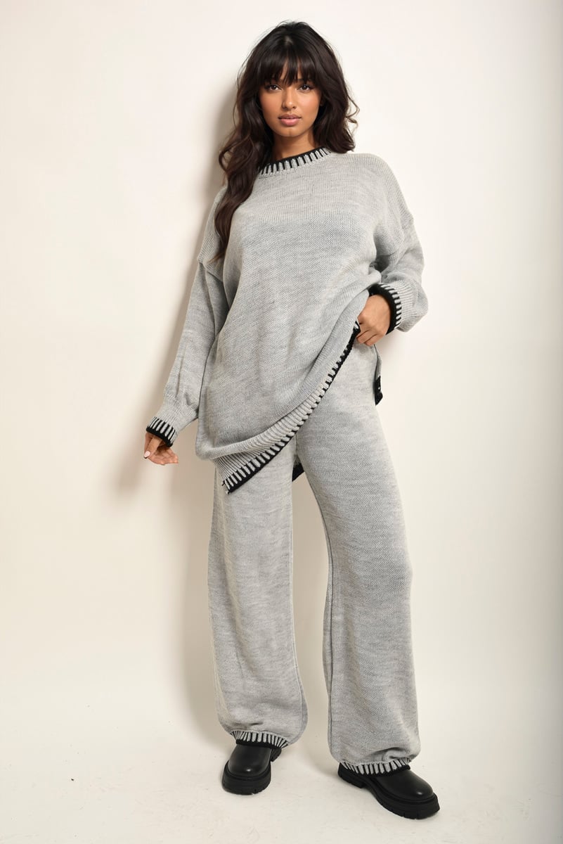 FIONA Knitted Co-ord Set With Blanket Stitch Detail