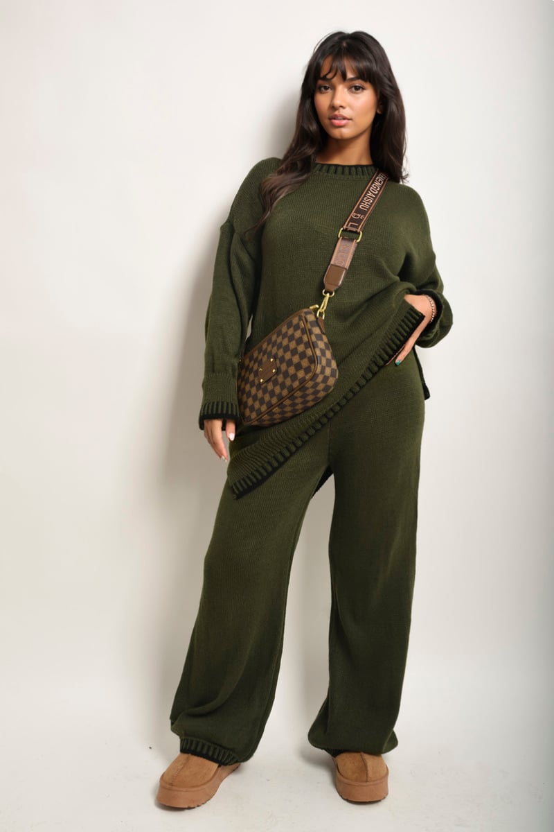 FIONA Knitted Co-ord Set With Blanket Stitch Detail