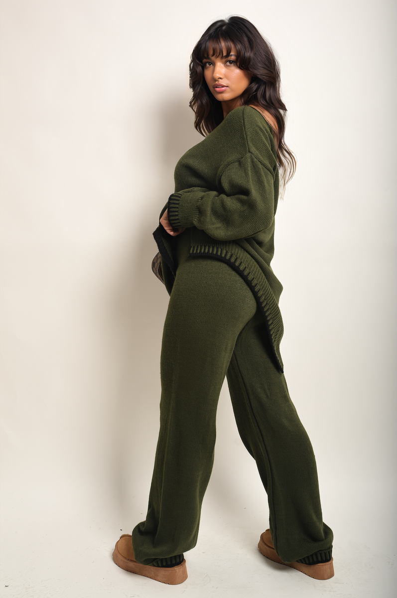 FIONA Knitted Co-ord Set With Blanket Stitch Detail