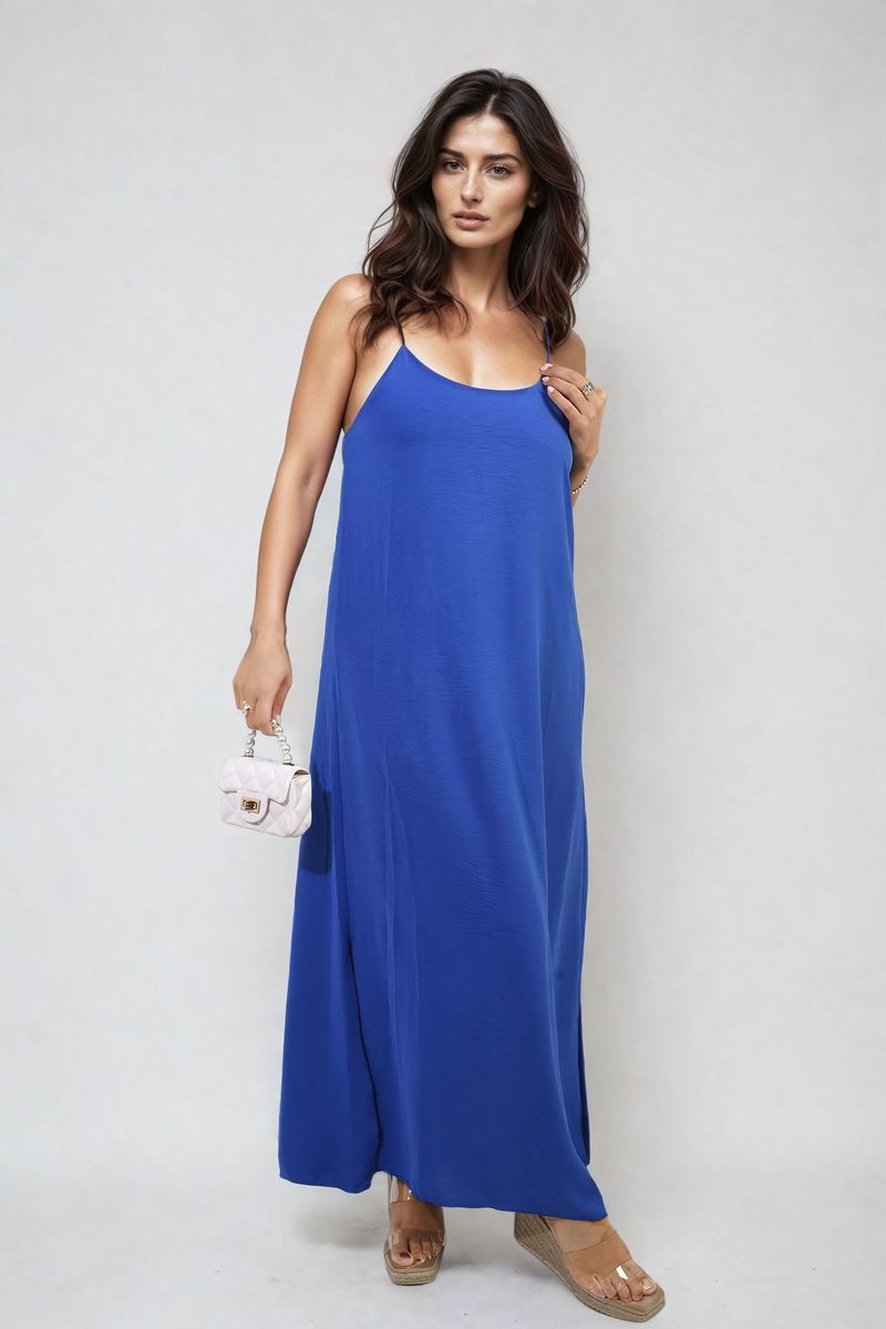 FIONA Spaghetti Strap Side Slit Maxi Dress