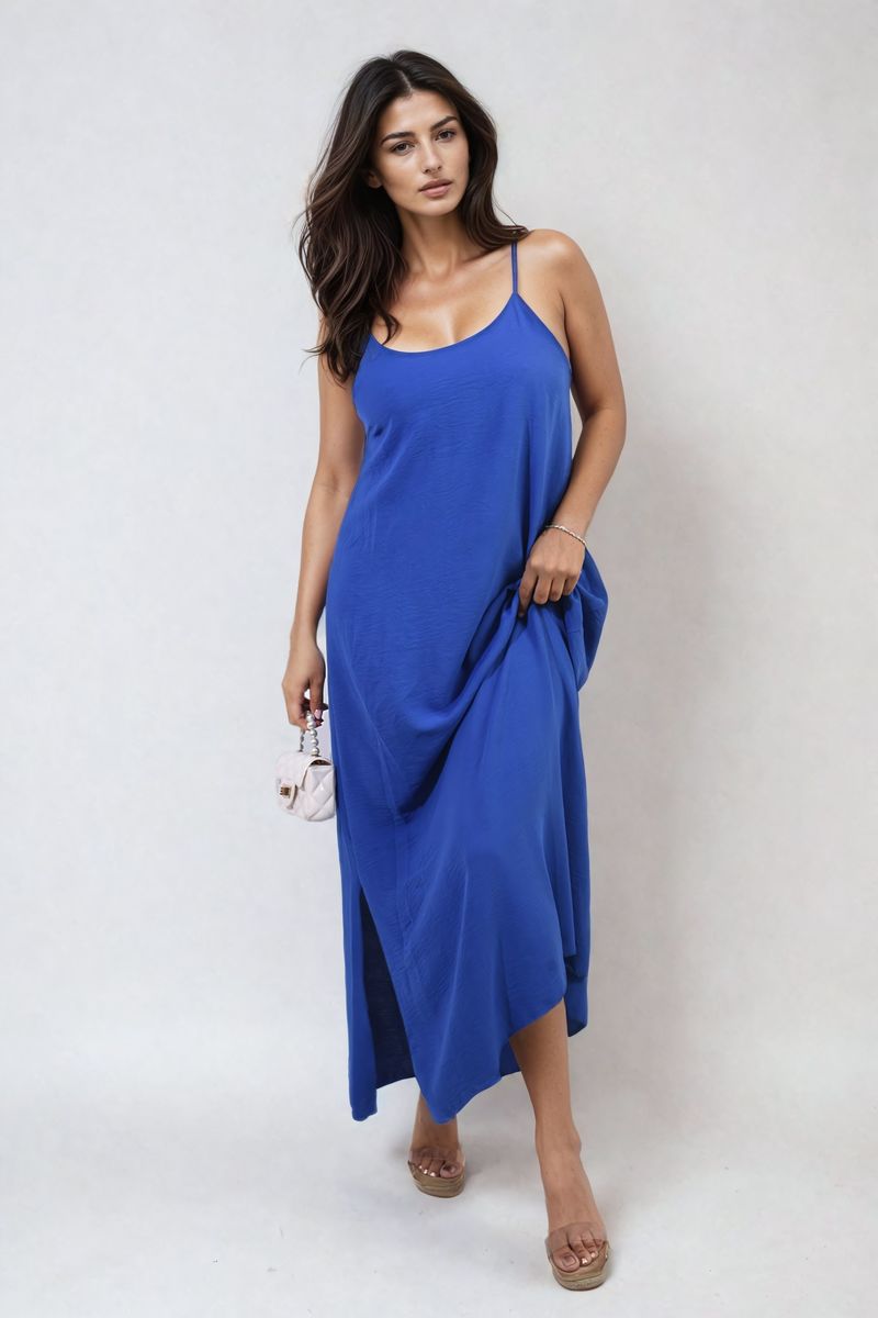 FIONA Spaghetti Strap Side Slit Maxi Dress