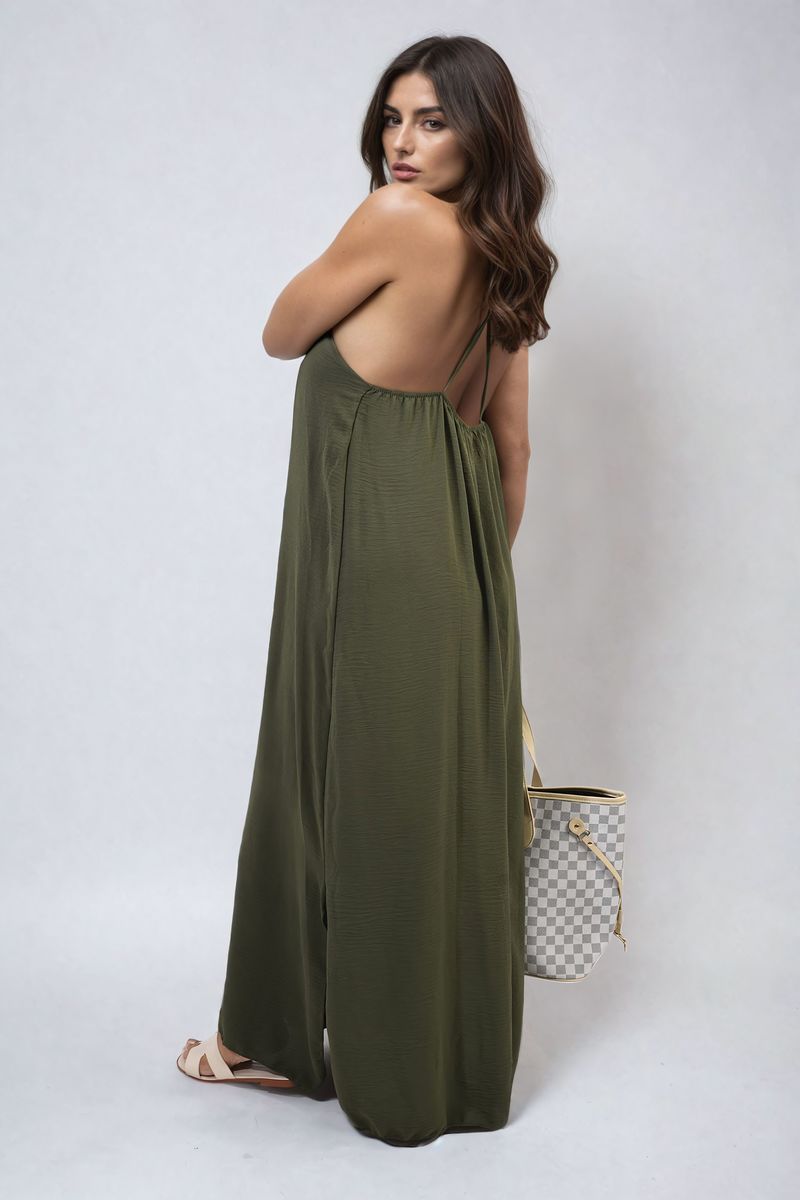 FIONA Spaghetti Strap Side Slit Maxi Dress