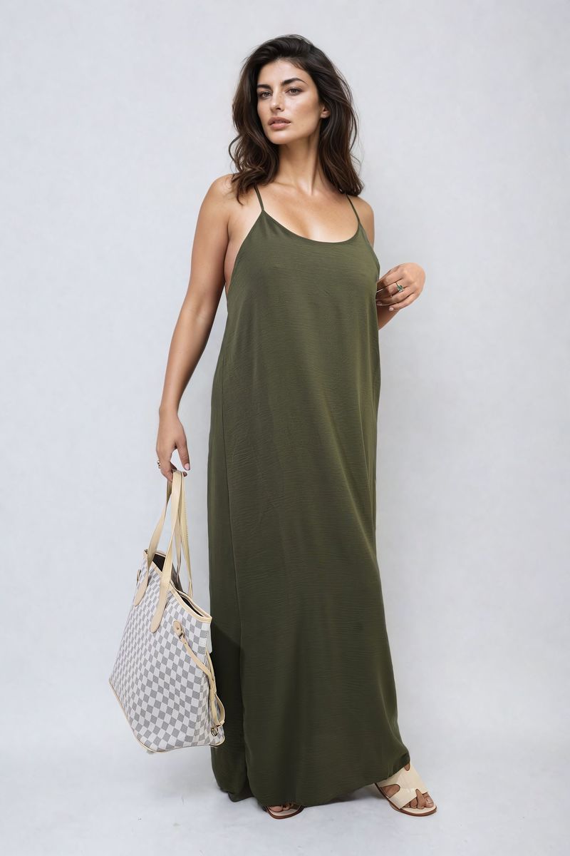 FIONA Spaghetti Strap Side Slit Maxi Dress