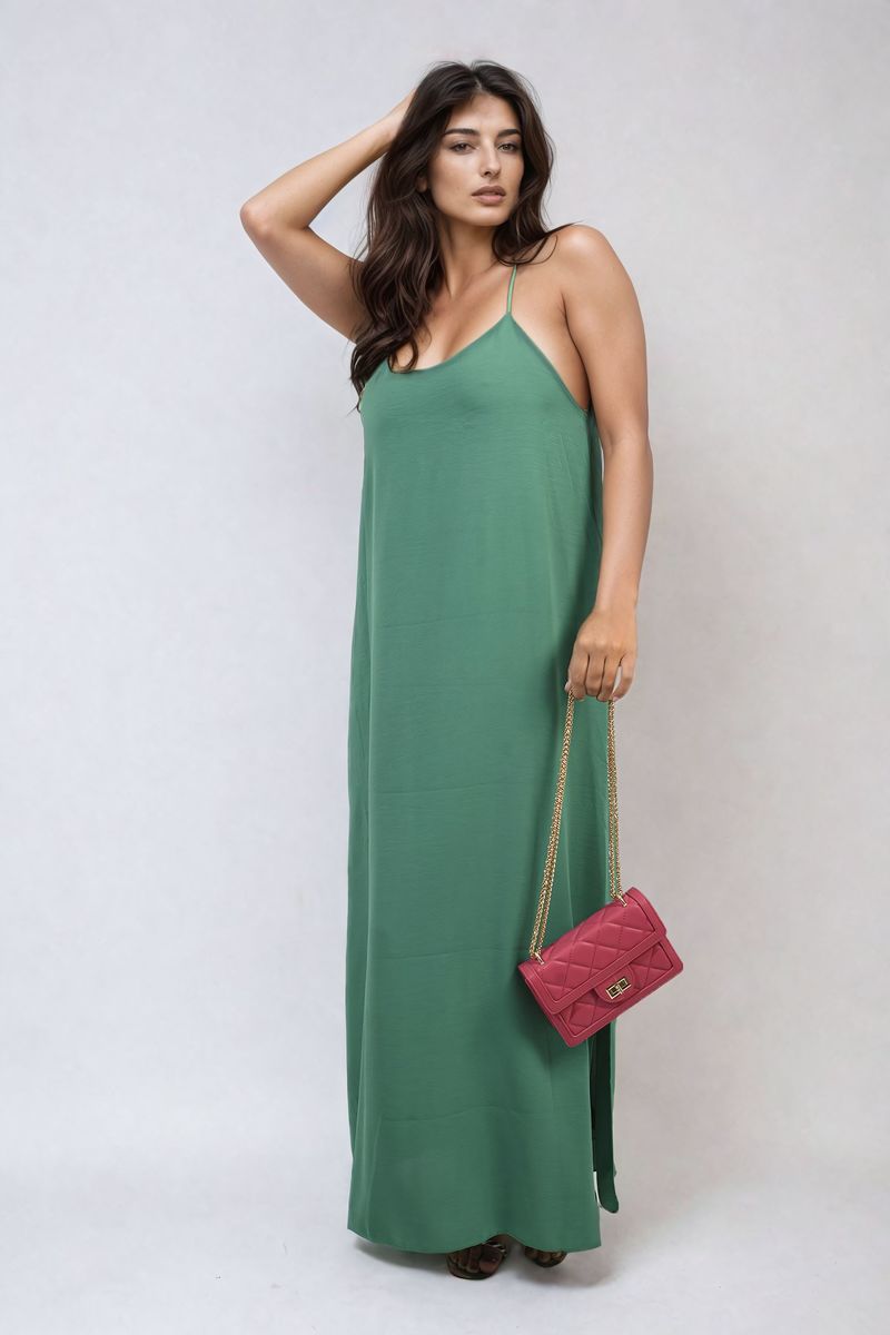 FIONA Spaghetti Strap Side Slit Maxi Dress