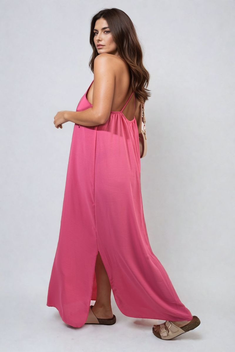 FIONA Spaghetti Strap Side Slit Maxi Dress