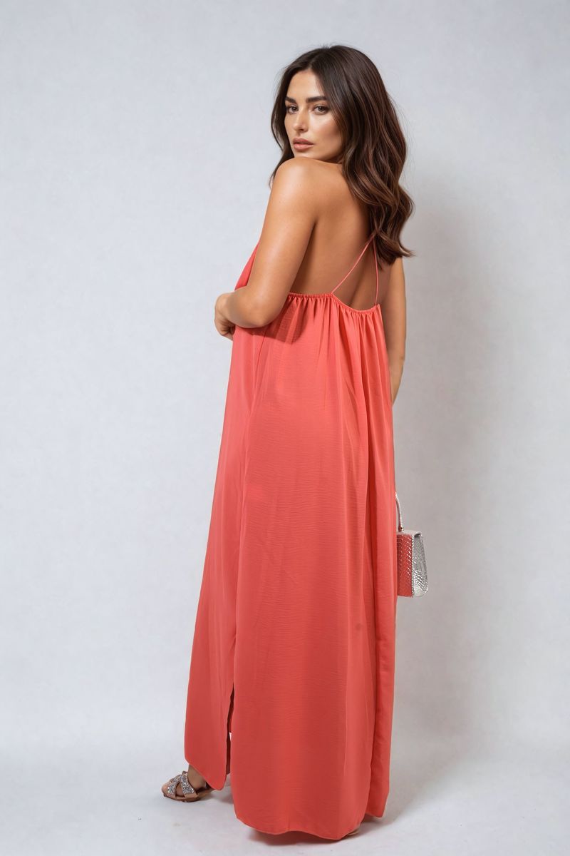 FIONA Spaghetti Strap Side Slit Maxi Dress