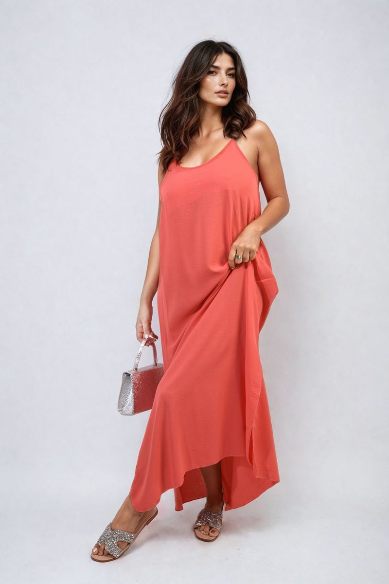 FIONA Spaghetti Strap Side Slit Maxi Dress