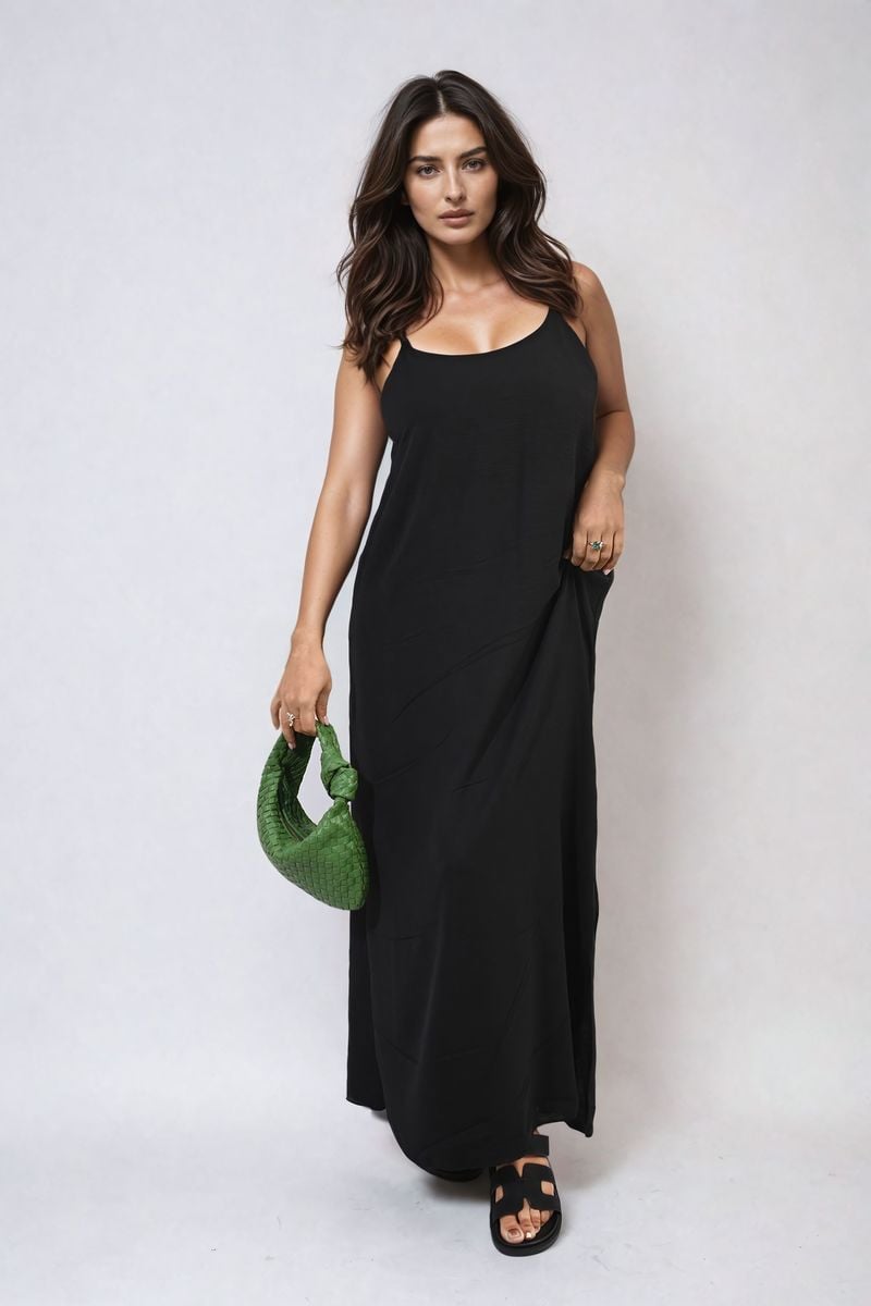 FIONA Spaghetti Strap Side Slit Maxi Dress