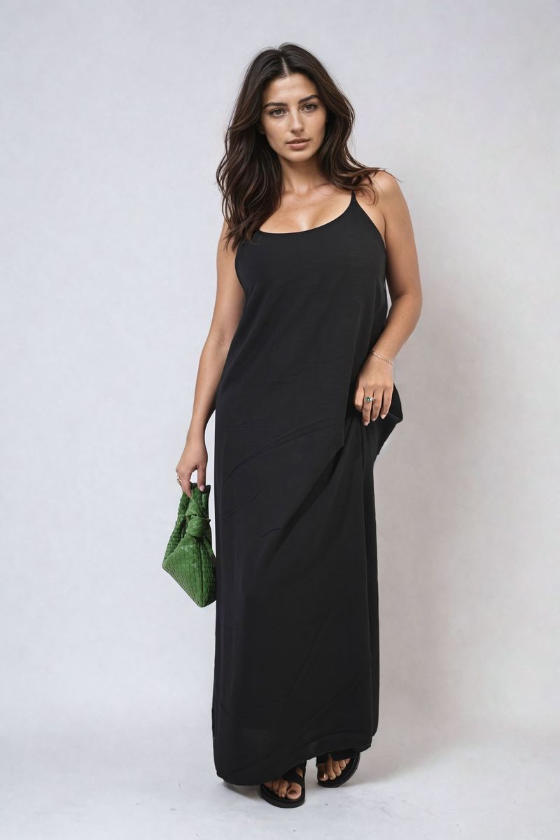 FIONA Spaghetti Strap Side Slit Maxi Dress