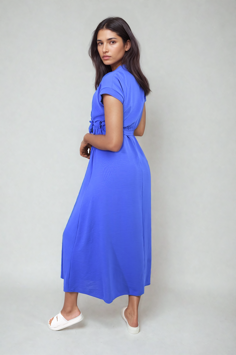 FRANCESCA Wrap Tie Waist Short Sleeve Midi Dress