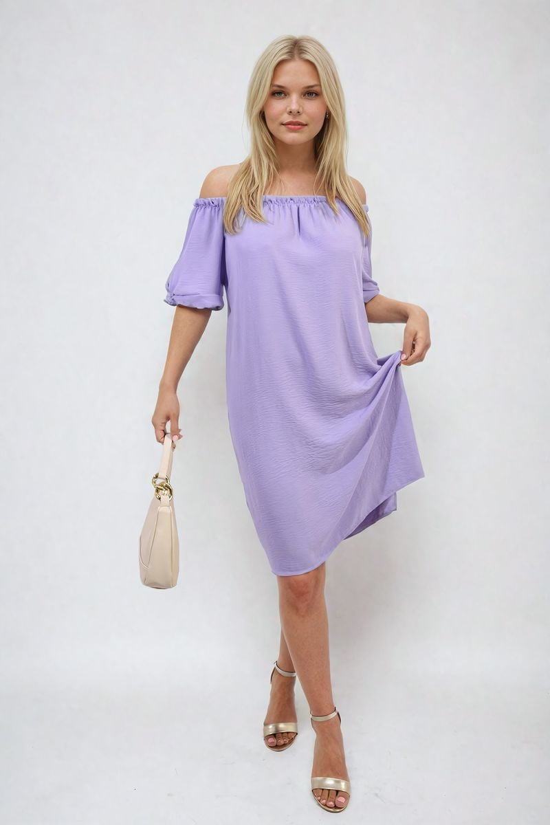 TESSA Knot Cuff Off Shoulder Mini Dress