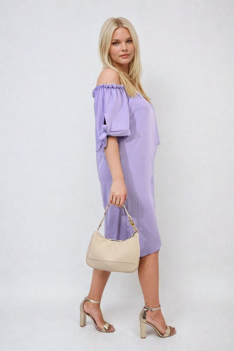 TESSA Knot Cuff Off Shoulder Mini Dress