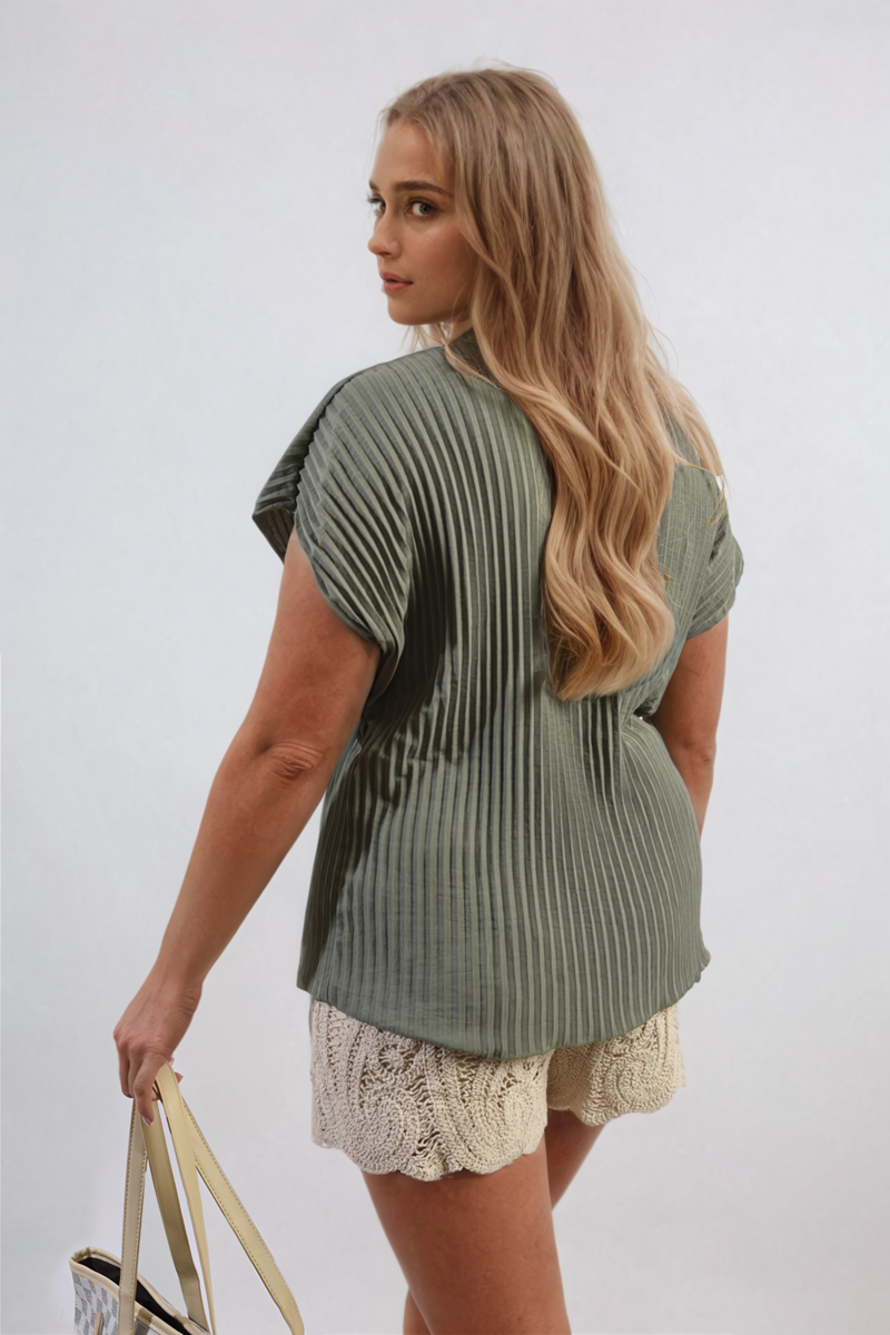 GRETA Short Sleeve Pleated Top