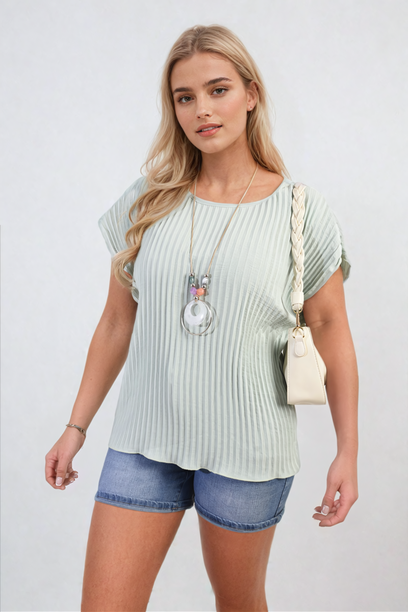 GRETA Short Sleeve Pleated Top