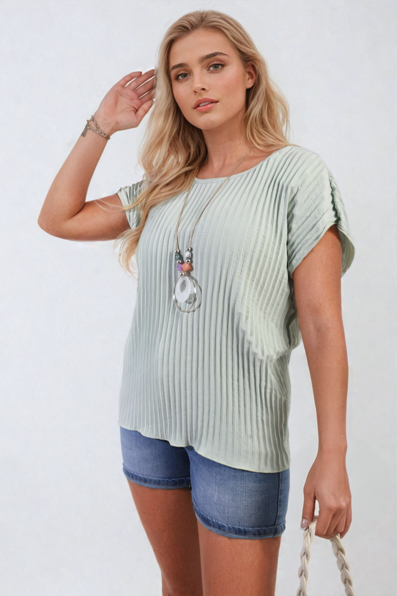 GRETA Short Sleeve Pleated Top