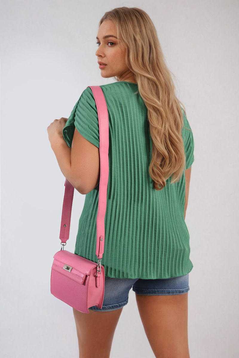 GRETA Short Sleeve Pleated Top