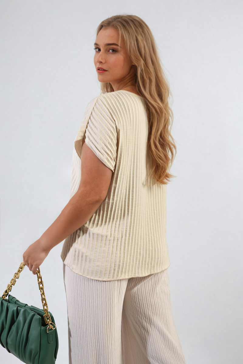 GRETA Short Sleeve Pleated Top