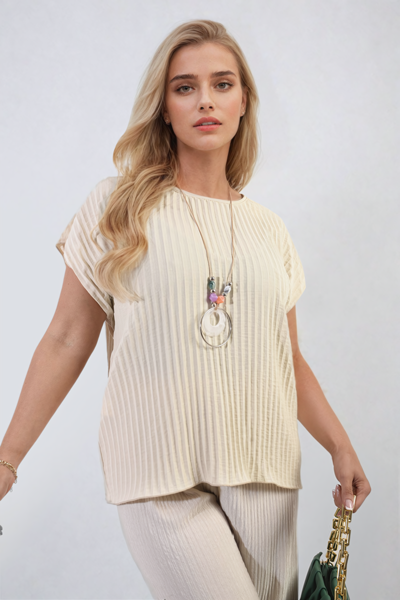 GRETA Short Sleeve Pleated Top