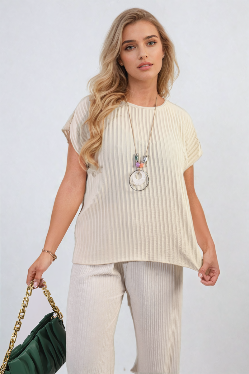 GRETA Short Sleeve Pleated Top