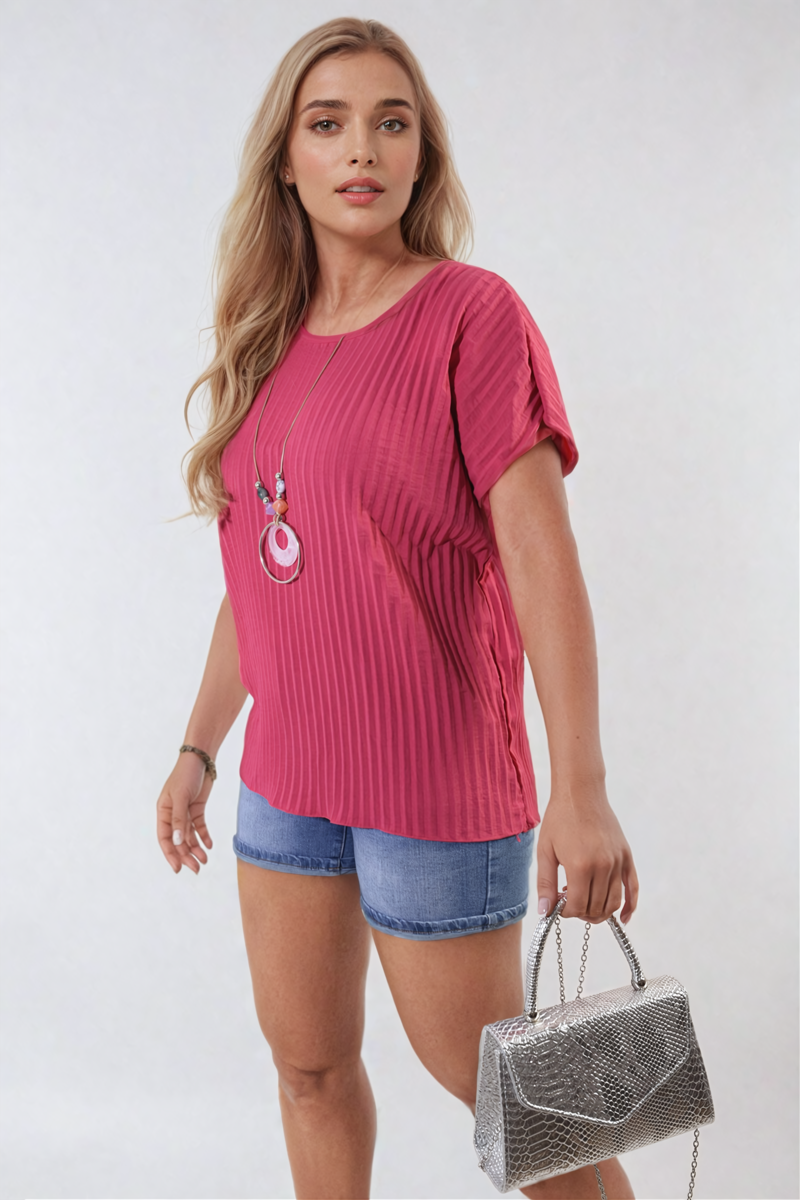 GRETA Short Sleeve Pleated Top