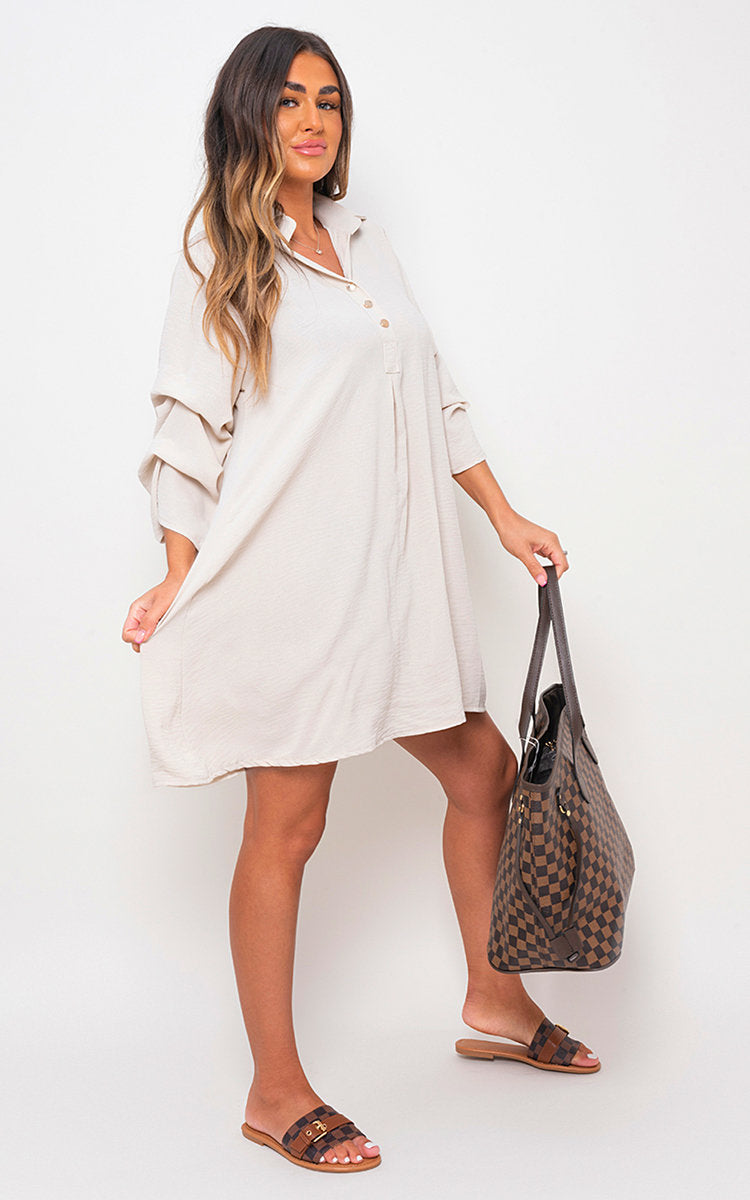 HALLIE Collared Oversized Mini Dress