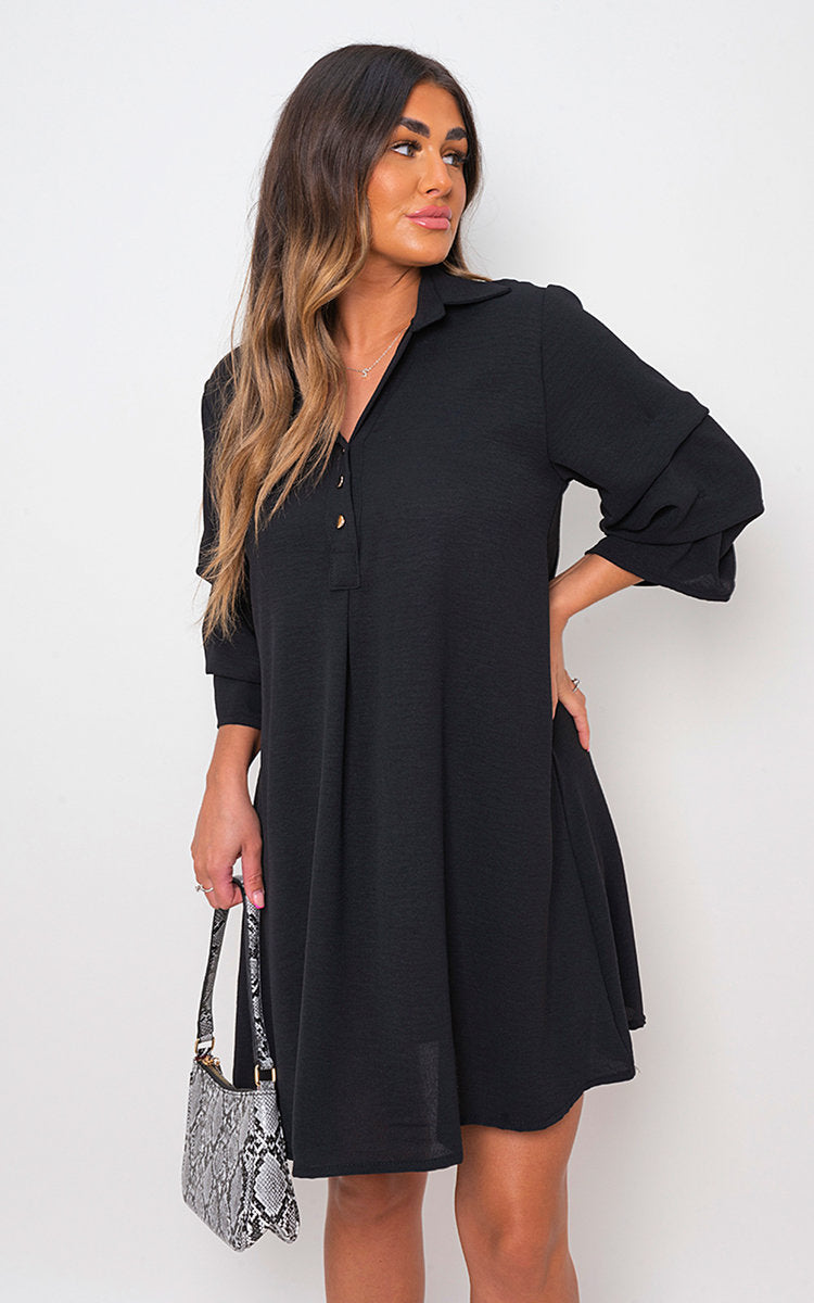 HALLIE Collared Oversized Mini Dress