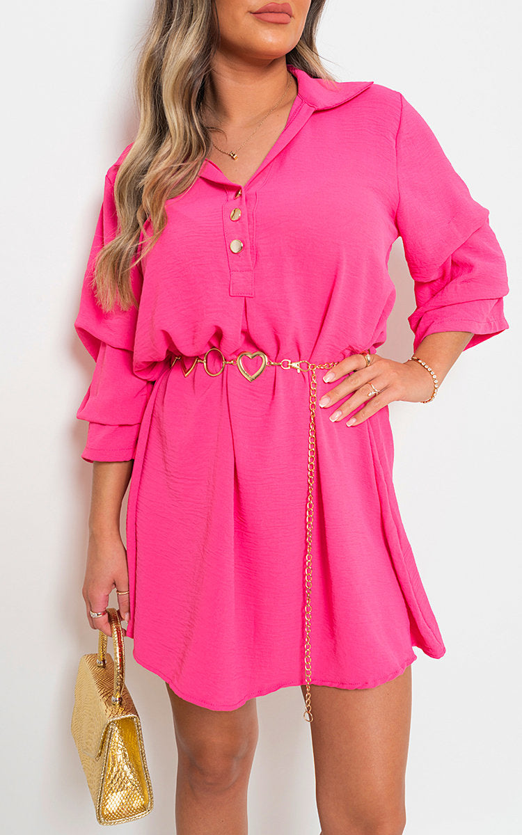 HALLIE Collared Oversized Mini Dress