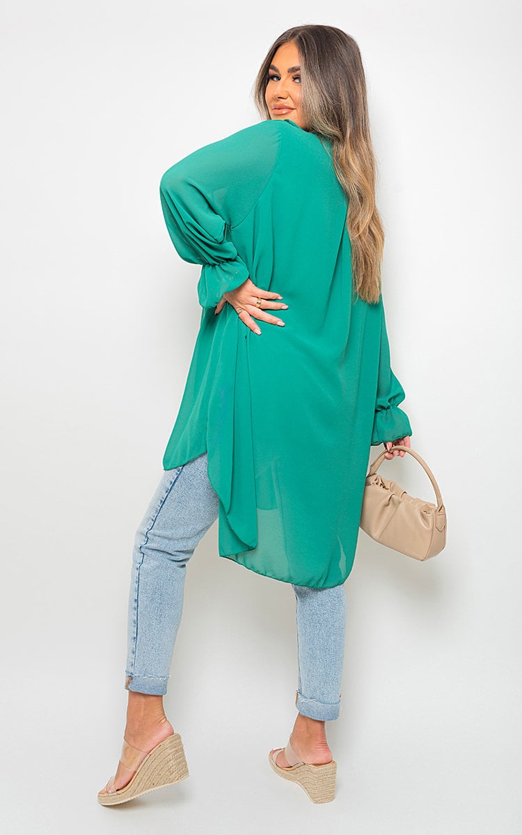 HANNAH Oversized Ruffle Long Sleeve Tops