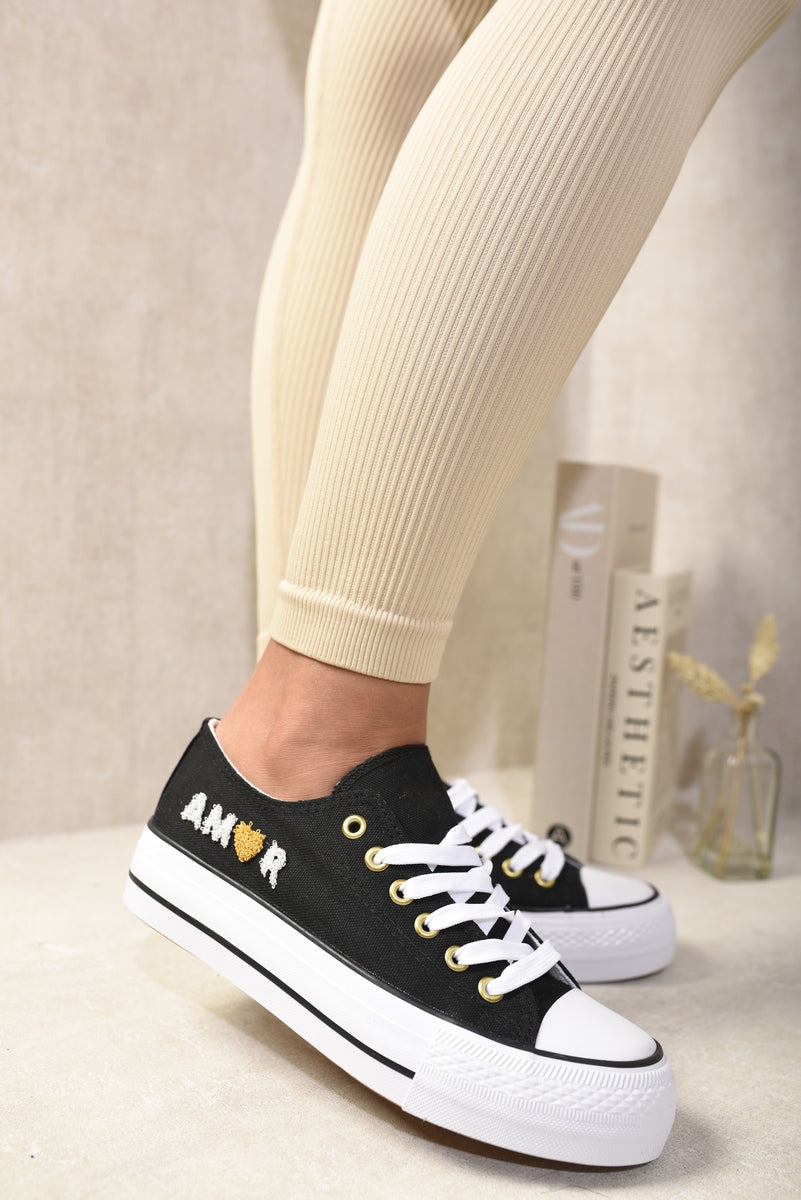 HAZEL Lace Up Amor Side Detail Chunky Trainers