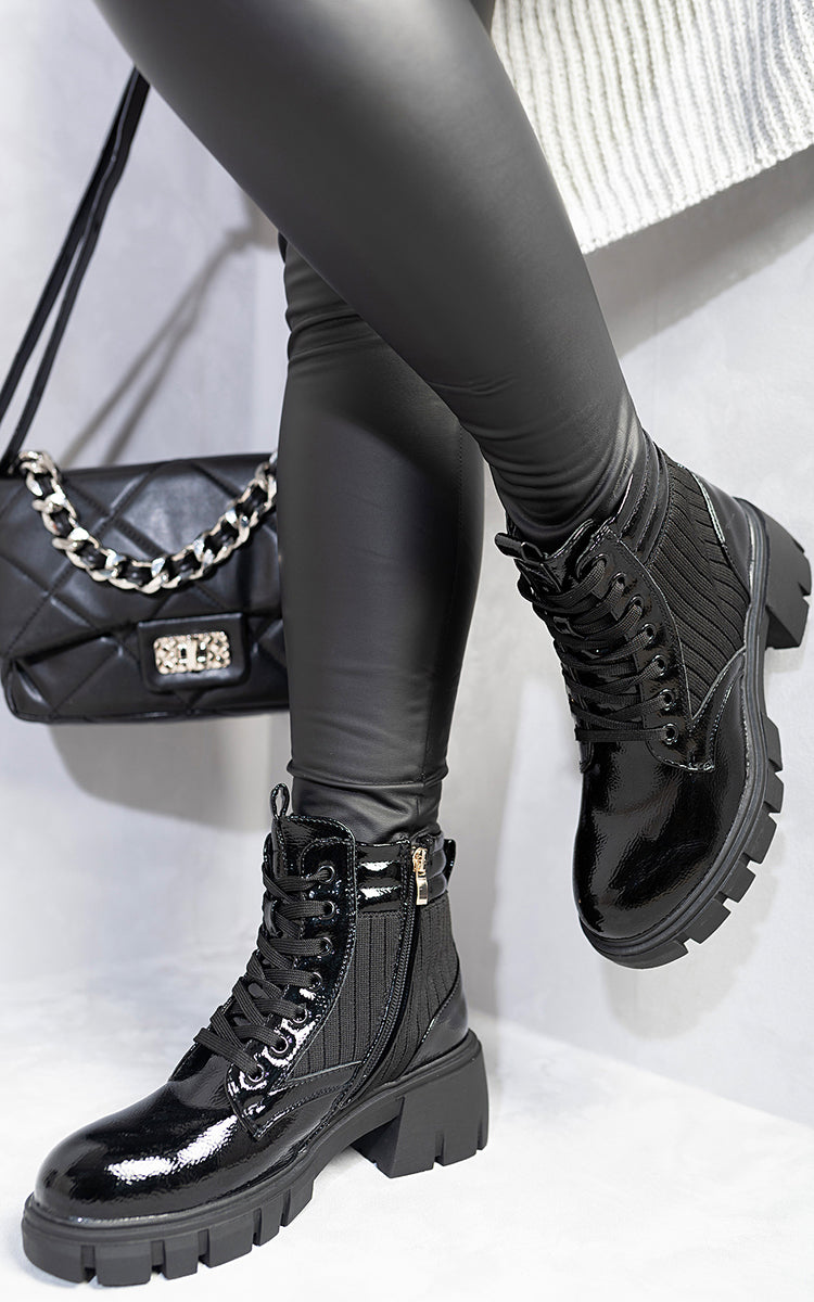 Lace Up Chunky Ankle Boots