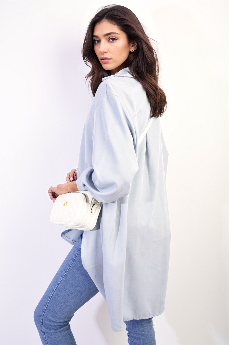 ISABELLA Button Up Oversized Long Back Shirt Dress