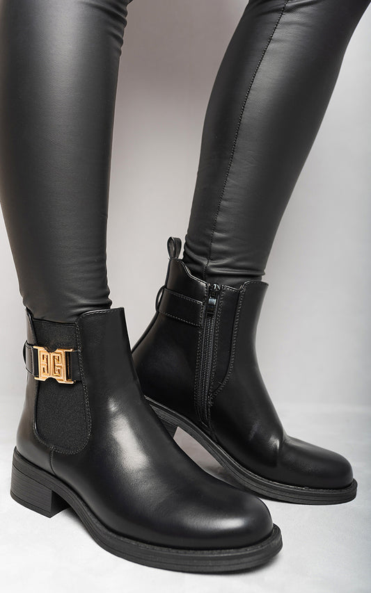 IVANNA Side Buckle Chelsea Ankle Boots