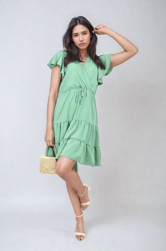 IZABELLA Ruffle Sleeve Tiered Mini Dress