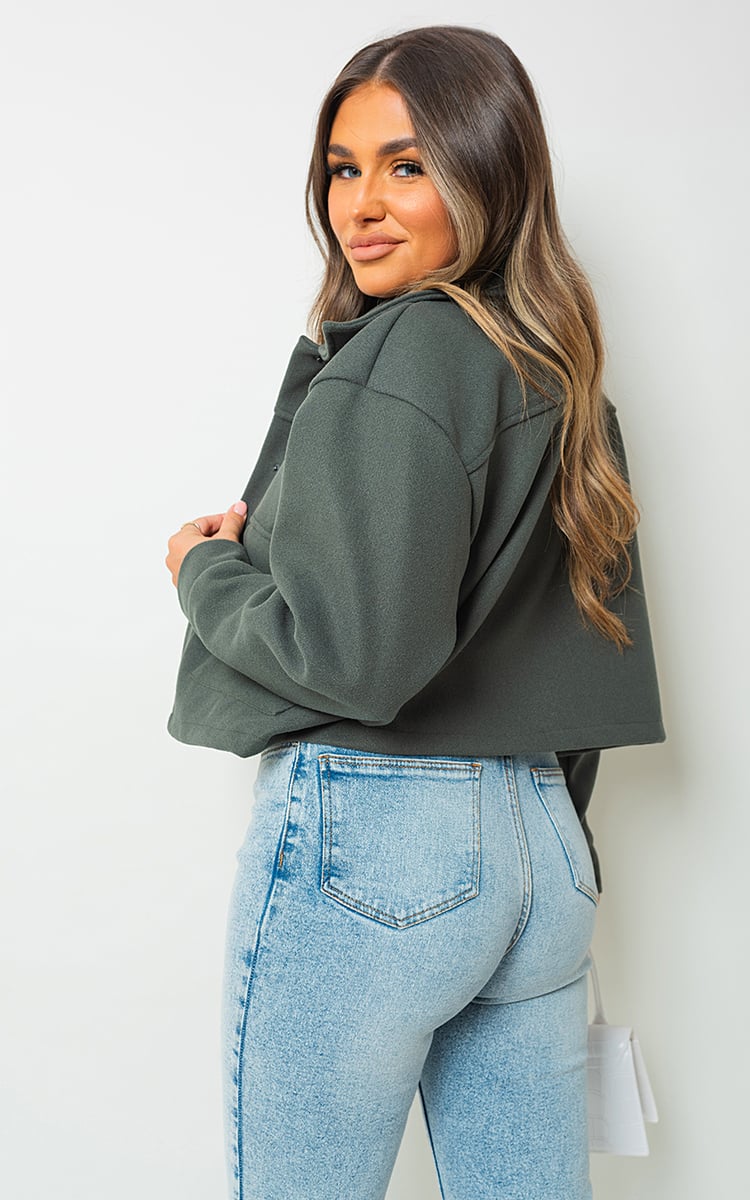 JADA Cropped Long Sleeve Collared Jacket with Pockets