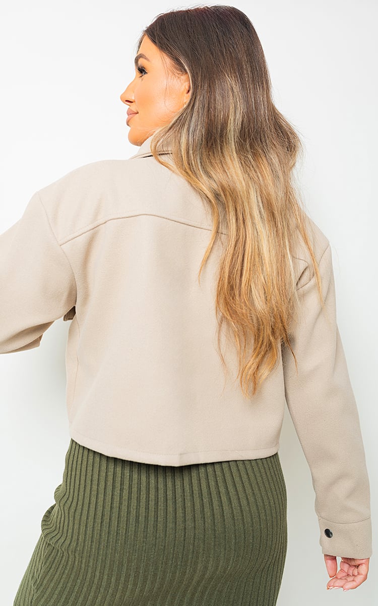 JADA Cropped Long Sleeve Collared Jacket with Pockets