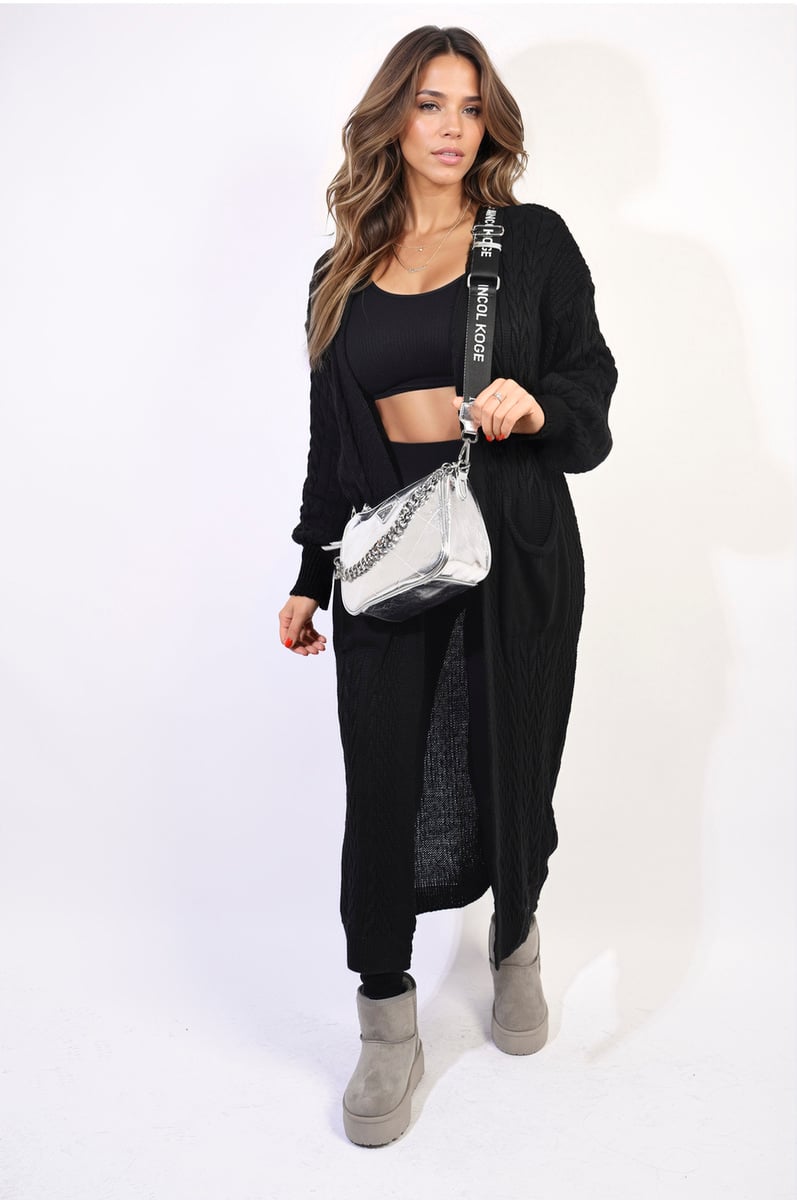 JADA Front Open Long Knitted Cardigan With Front Pockets