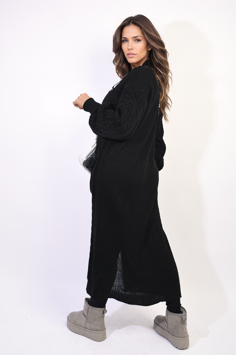 JADA Front Open Long Knitted Cardigan With Front Pockets