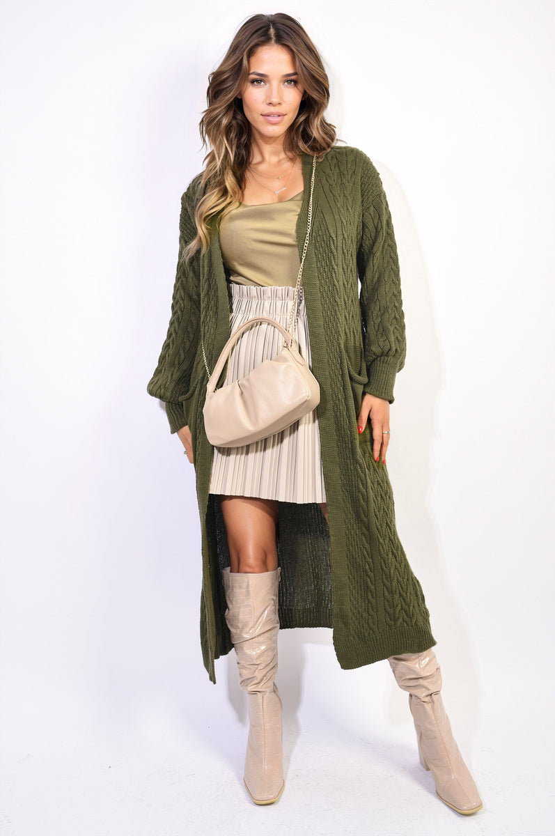 JADA Front Open Long Knitted Cardigan With Front Pockets