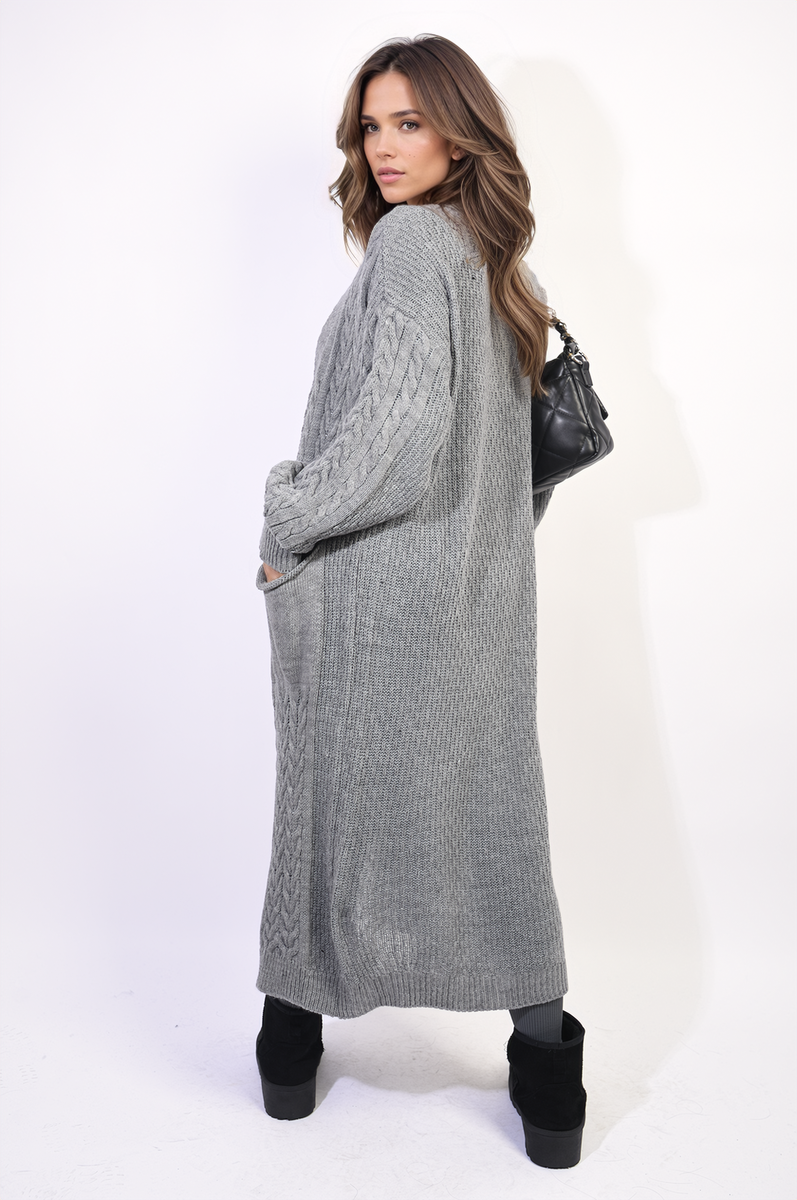 JADA Front Open Long Knitted Cardigan With Front Pockets