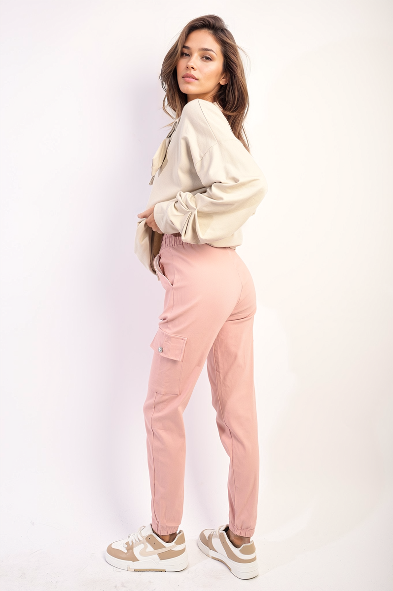 JANELLE Drawstring Waist Cargo Joggers