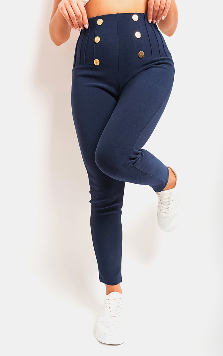 JEMMA High Waisted Button Front Detail Trouser