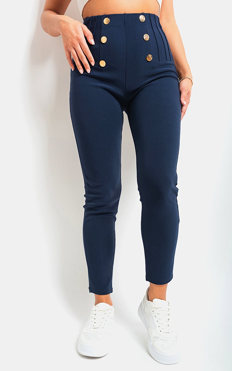 JEMMA High Waisted Button Front Detail Trouser