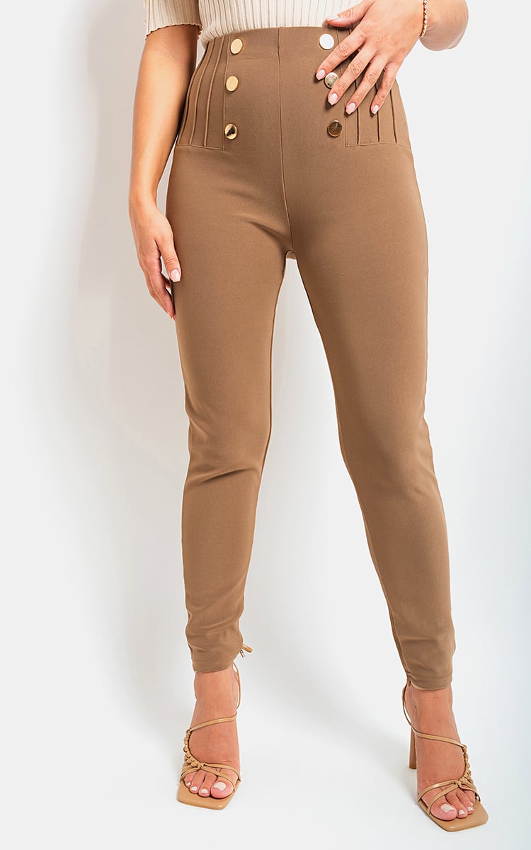 JEMMA High Waisted Button Front Detail Trouser