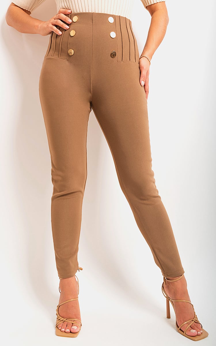 JEMMA High Waisted Button Front Detail Trouser