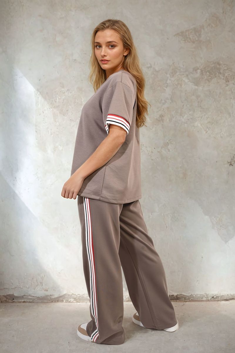 JENNIFER Contrast Stripe Top and Wide Leg Trouser Co-ord Set