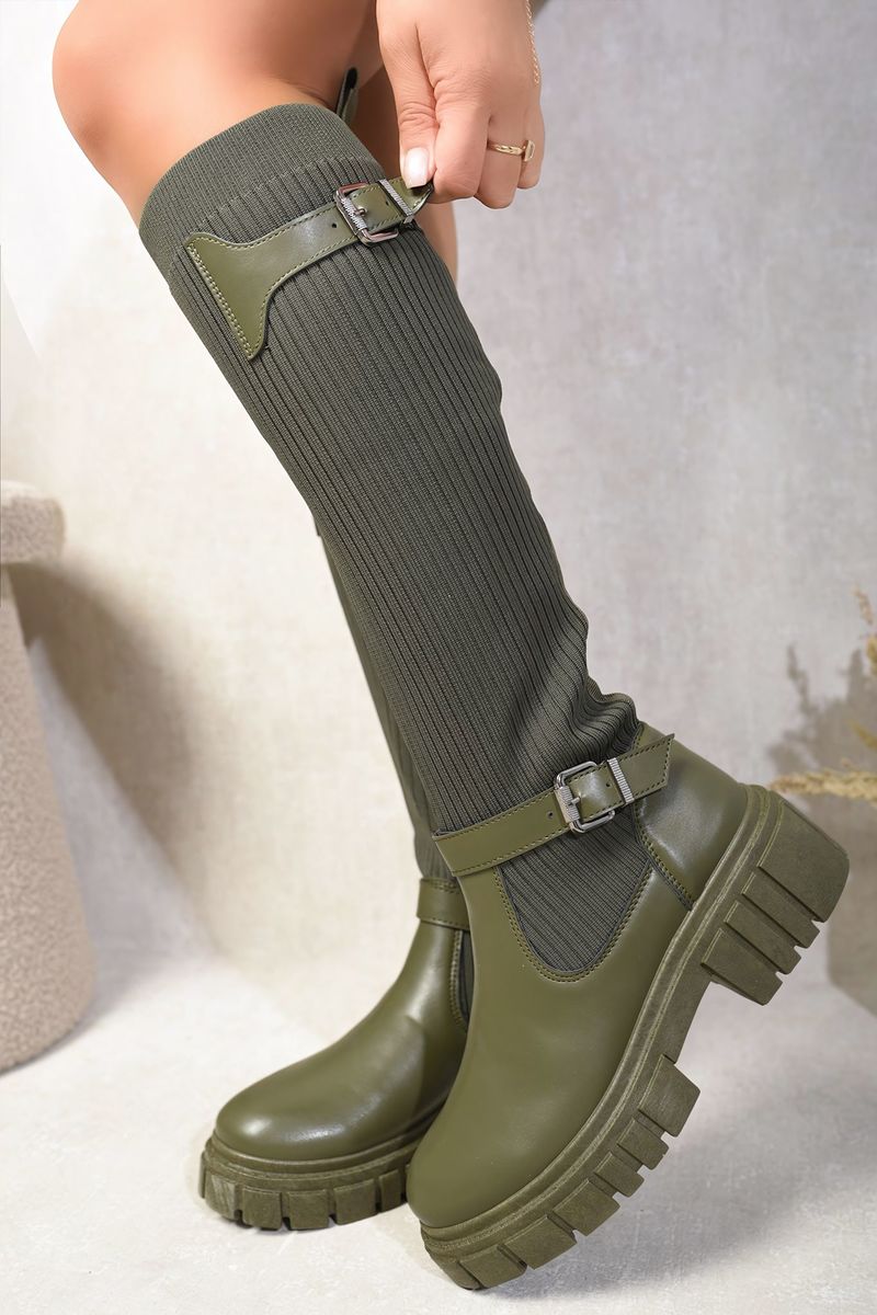 JESSICA Stretch Knee High Chunky Sock Boots