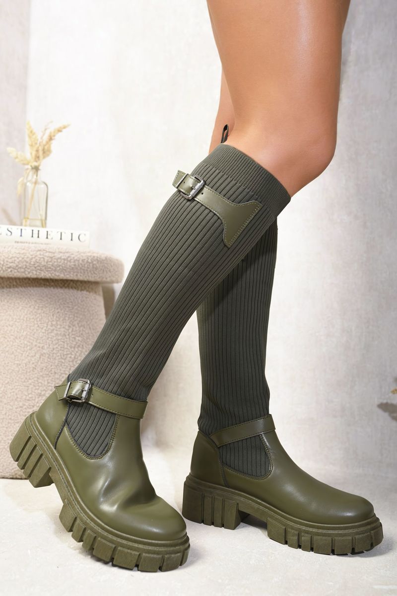 JESSICA Stretch Knee High Chunky Sock Boots