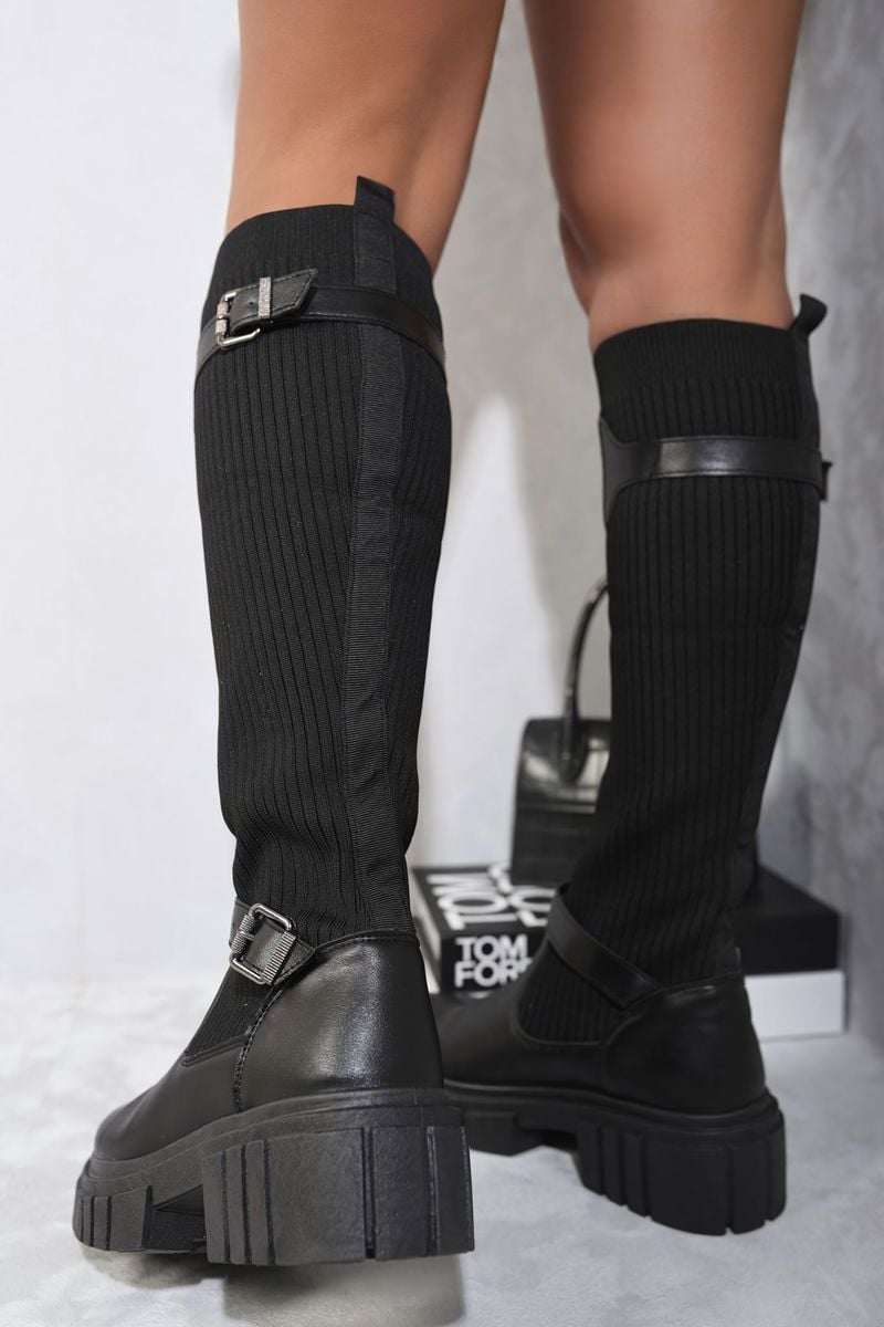 JESSICA Stretch Knee High Chunky Sock Boots